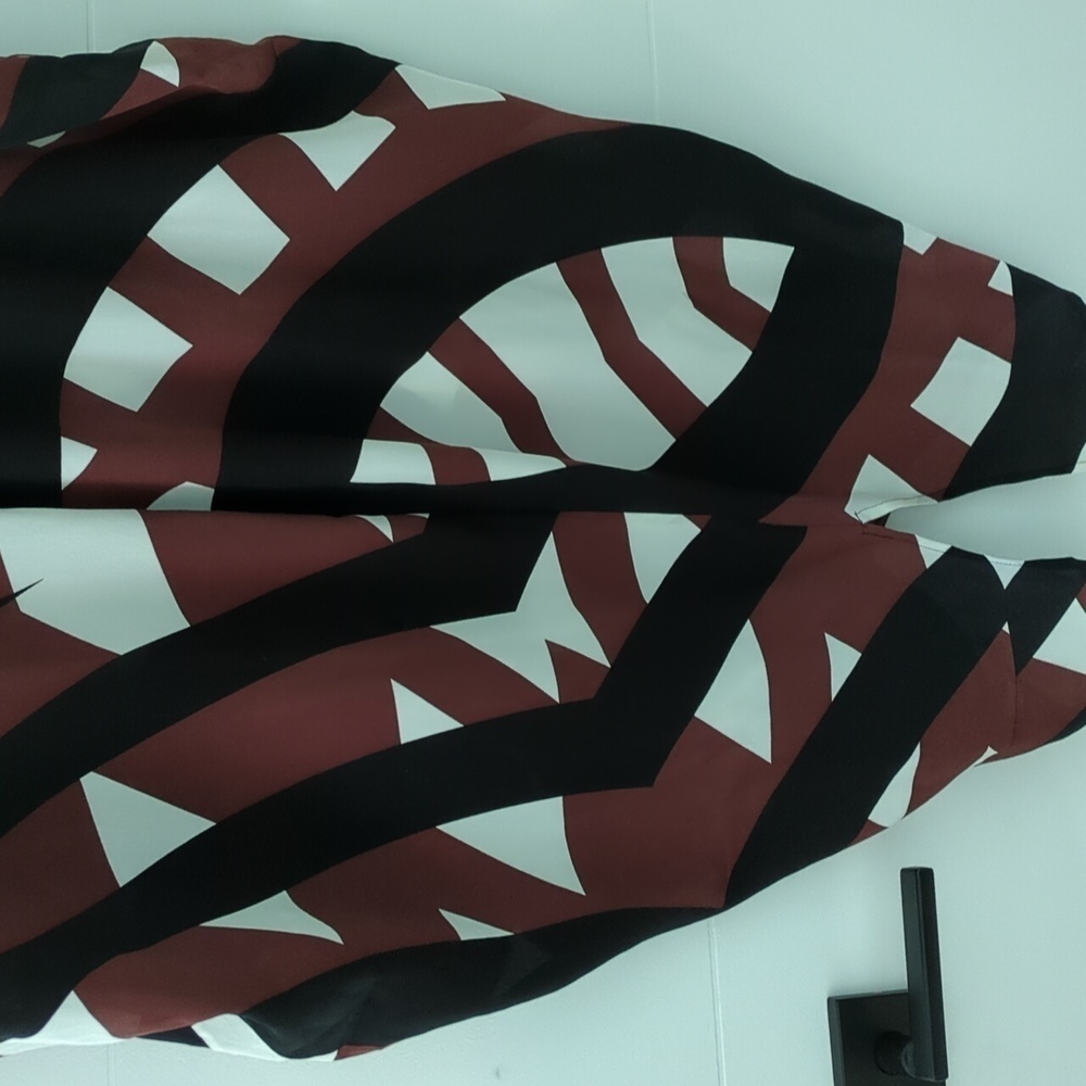 TRACY REESE Geometric Brown and Black SILK Dress - Picture 8 of 12